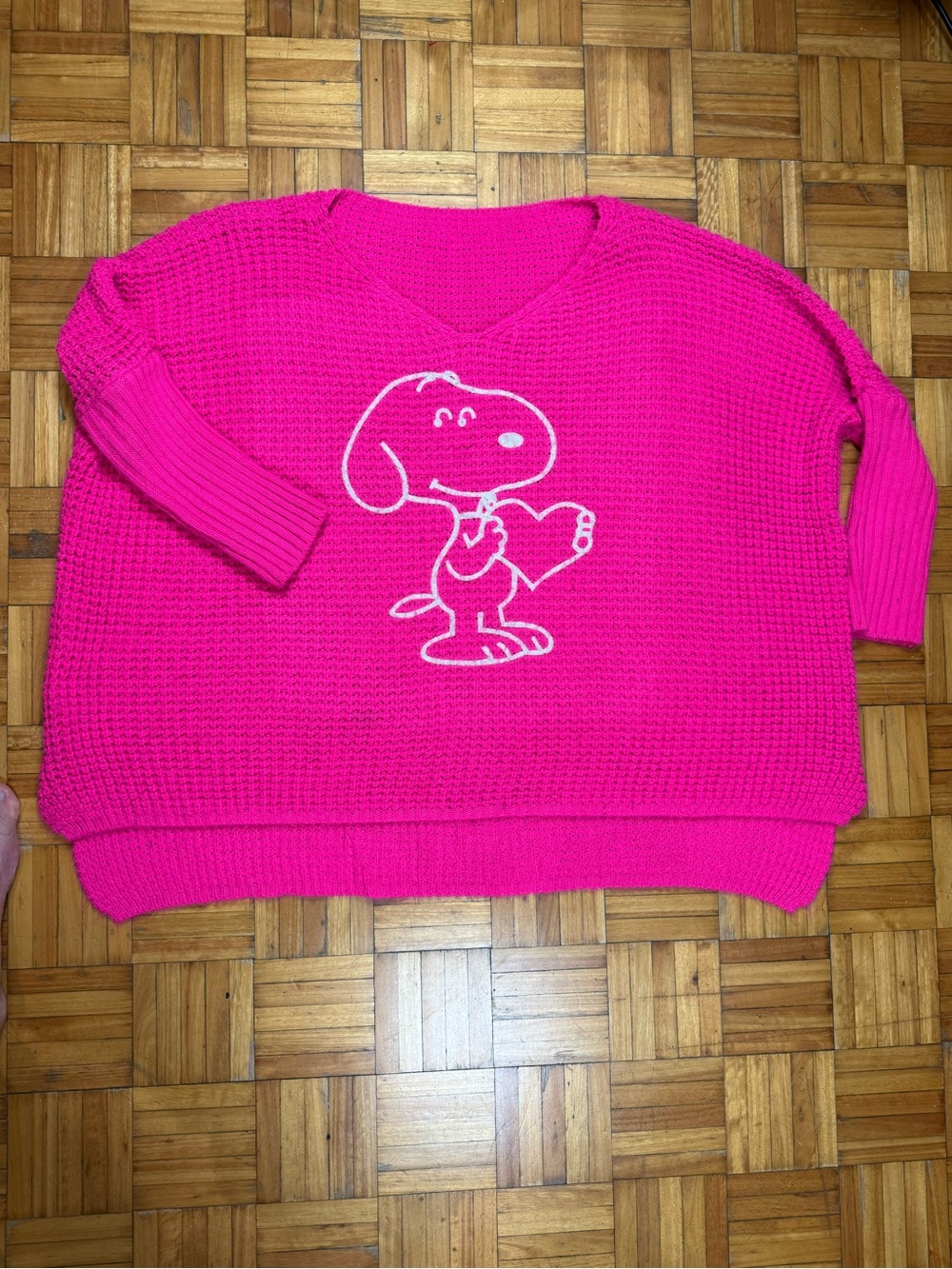 Vintage snoopy oversize/one-size women knit pullover sweater